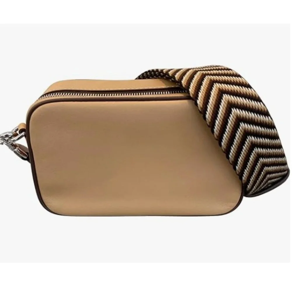Marc Jacobs Signet FlashCamera Bag Crossbody Iced Coffee Purse Tan Leather